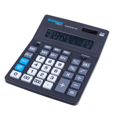 Kalkulator biurowy donau tech office, 14-cyfr. wyświetlacz, wym. 201x155x35mm, czarny