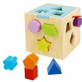 Tooky toy drewniany sorter kolorowa kostka z kolorowymi wzorami 13 el.