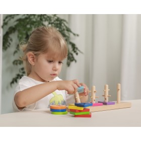 Drewniane klocki viga toys z sorterem kształtów montessori