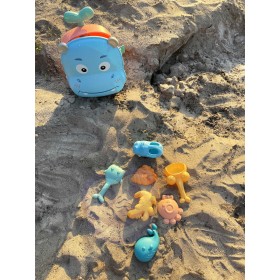 Woopie zestaw do piasku 3w1 walizka hipopotam + zabawka wodna