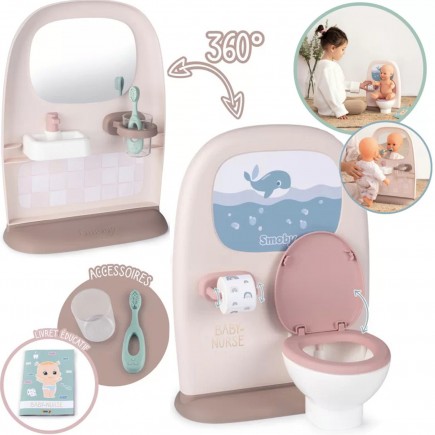 Smoby baby nurse dwustronna toaleta łazienka dla lalki z akcesoriami