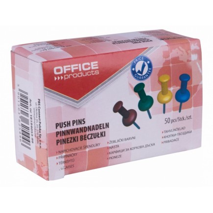 Pinezki beczułki office products, 50szt., mix kolorów
