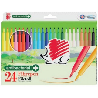 Flamastry ico 300 fibre pen, antybakteryjne, 24 szt., zawieszka, mix kolorów