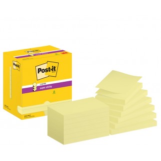 Karteczki samoprzylepne post-it super sticky z-notes do podajnika, 76x127mm, 12x90 kart., żółty