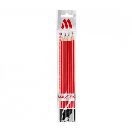 Ołówki drewniane martek, hb, b, 2b, h, 4 szt., czerwony, zawieszka
