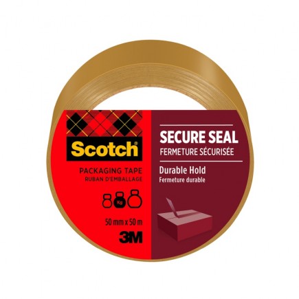 Taśma pakowa scotch secure seal, 50mm, 50m, brązowa