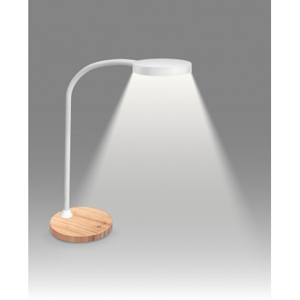 Lampka na biurko cep cled-0290, flex, biały z el. drewna