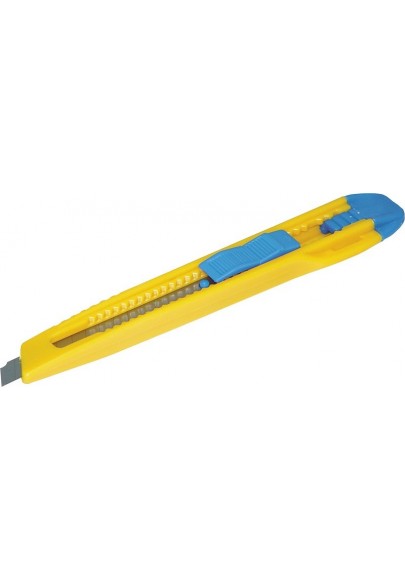 Nóż biurowy donau 9mm, plastikowy, z blokadą, niebiesko-żółty