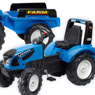 Falk traktor landini niebieski na pedały z przyczepką od 3 lat