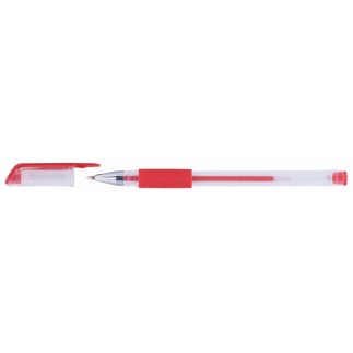 Długopis żelowy office products, gumowy uchwyt, 0,5mm, czerwony - 50 szt
