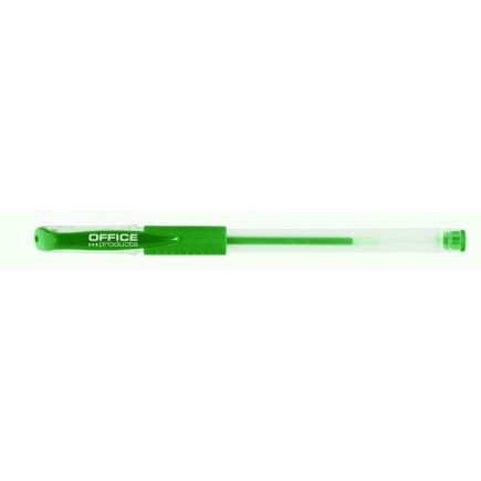 Długopis żelowy office products, gumowy uchwyt, 0,5mm, zielony - 50 szt