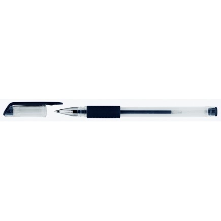 Długopis żelowy office products, gumowy uchwyt, 0,5mm, czarny - 50 szt