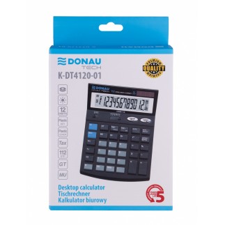 Kalkulator biurowy donau tech, 12-cyfr. wyświetlacz, wym. 185x140x37 mm, czarny