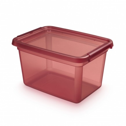 Pojemnik do przechowywania moxom basestore color, 15l, rhubarb, transparentny różowy