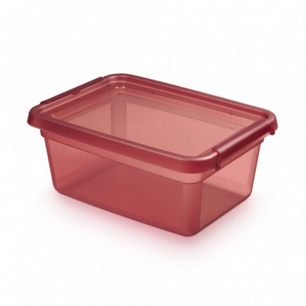 Pojemnik do przechowywania moxom basestore color, 12,5l, rhubarb, transparentny różowy