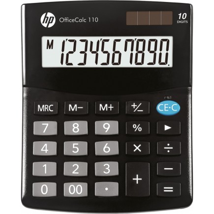 Kalkulator biurowy hp-oc 110/int bx, 10-cyfr. wyświetlacz, 125x101x33mm, czarny