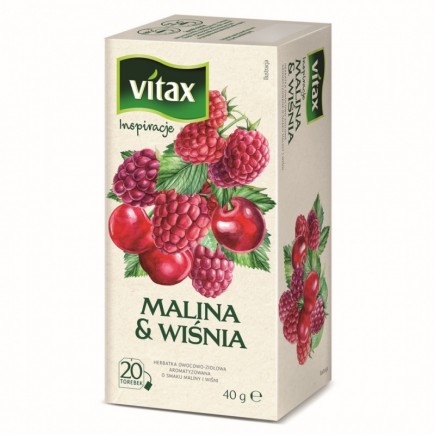 Herbata vitax inspirations, malina i wiśnia, 20 torebek