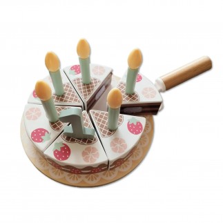 Tooky toy drewniany tort urodzinowy ze świeczkami rzepy