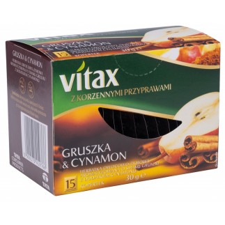Herbata vitax owocowo-ziołowa, gruszka i cynamon, 15 kopert