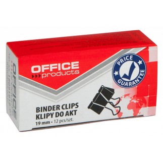 Klipy do dokumentów office products, 19mm, 12szt., czarne