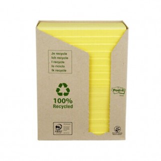 Karteczki samoprzylepne ekologiczne post-it® (655-1t), 16x100 kart., 76x127mm, żółte