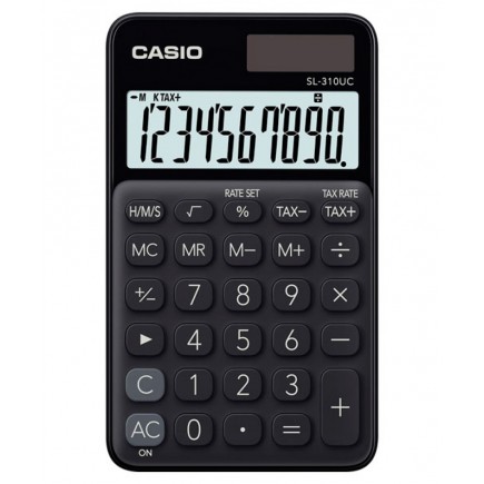 Kalkulator kieszonkowy casio sl-310uc-bk-b, 10-cyfrowy, 70x118mm, czarny