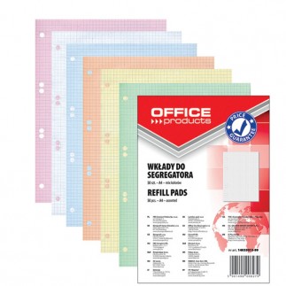 Wkład do segregatora office products, a4, w kratkę, 50 kart., mix kolorów - 20 szt