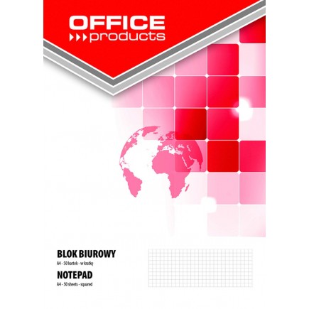 Blok biurowy office products, a4, w kratkę, 50 kart., 70gsm - 10 szt