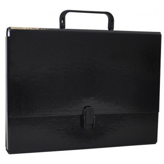 Teczka-pudełko office products, pp, a4/5cm, z rączką i zamkiem, czarna