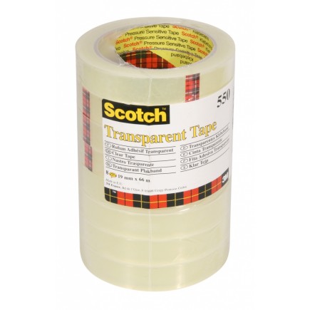 Taśma samoprzylepna scotch® (550), przezroczysta, 19mm, 66m, 8 rolek