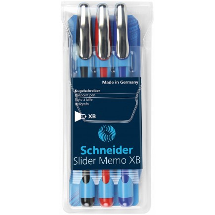 Zestaw długopisów schneider slider memo, xb, 3 szt., miks kolorów