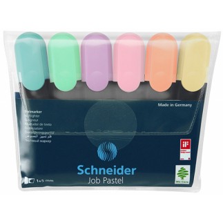 Zestaw zakreślaczy schneider job pastel, 1-5 mm, 6 szt., pudełko z zawieszką, mix kolorów