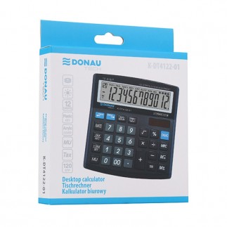 Kalkulator biurowy donau tech, 12-cyfr. wyświetlacz, wym. 136x134x28 mm, czarny