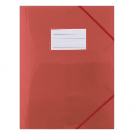 Teczka z gumką DONAU, PP, A4, 480mikr., 3-skrz., półtransparentna czerwona