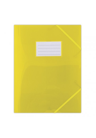 Teczka z gumką donau, pp, a4, 480mikr., 3-skrz., półtransparentna żółta