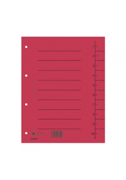 Przekładka donau, karton, a4, 235x300mm, 1-10, 1 karta, czerwona - 100 szt