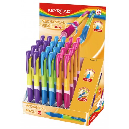 Ołówek automatyczny keyroad smoozzy writer, 0,7mm., pakowany na displayu, mix kolorów - 24 szt