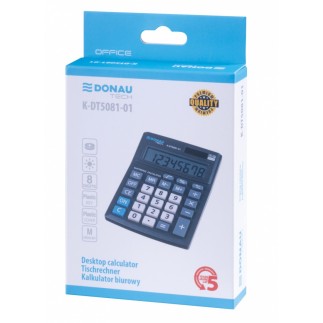 Kalkulator biurowy donau tech office, 8-cyfr. wyświetlacz, wym. 137x101x30mm, czarny