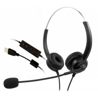 Zestaw słuchawkowy mediarange, z mikrofonem i panelem sterowania, czarny