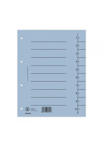 Przekładka donau, karton, a4, 235x300mm, 1-10, 1 karta, niebieska - 100 szt