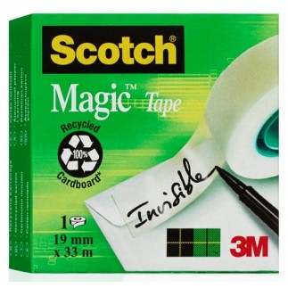 Taśma biurowa scotch® magic™(c18-6l), matowa, 19mm, 33m, 6szt., podajnik c-18 gratis