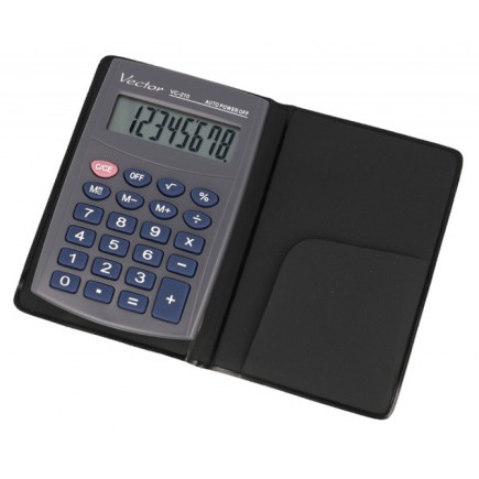 Kalkulator kieszonkowy vector kav vc-210iii, 8- cyfrowy ,64x98,5mm, szary