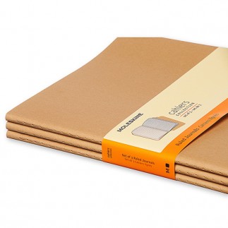 Zestaw 3 zeszytów moleskine cahier journals xl (19x51cm), w linie, 120 stron, piaskowy