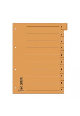 Przekładka DONAU, karton, A4, 235x300mm, 0-9, 1 karta z perforacją, pomarańczowa