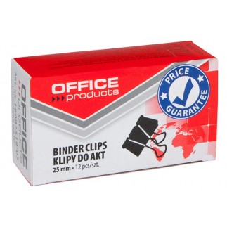 Klipy do dokumentów office products, 25mm, 12szt., czarne