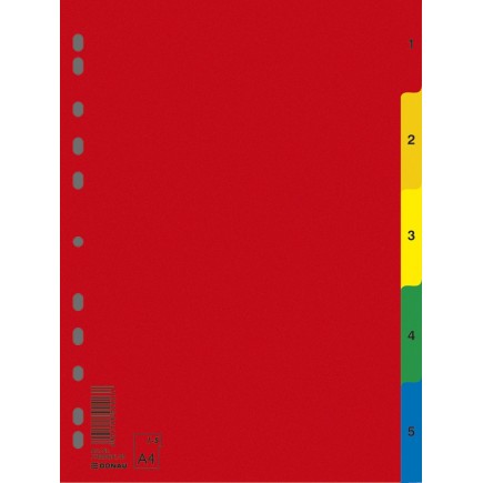 Przekładki donau, pp, a4, 230x297mm, 1-5, 5 kart, mix kolorów