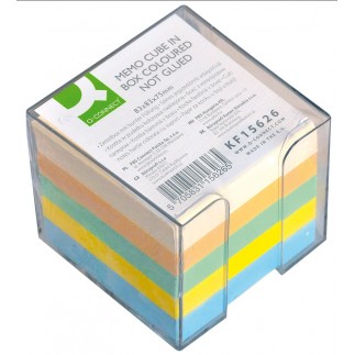 Kostka q-connect nieklejona, w pudełku, 83x83x75mm, ok. 750 kart., mix kolorów - 6 szt