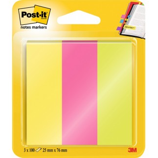 Zakładki indeksujące post-it® (671/3), papier, 25x76mm, 3x100 kart., mix kolorów