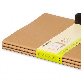 Zestaw 3 zeszytów moleskine cahier journals xl (19x51cm), gładki, 120 stron, piaskowy
