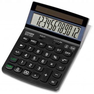 Kalkulator biurowy citizen ecc-310, 12-cyfrowy, 173x107mm, czarny